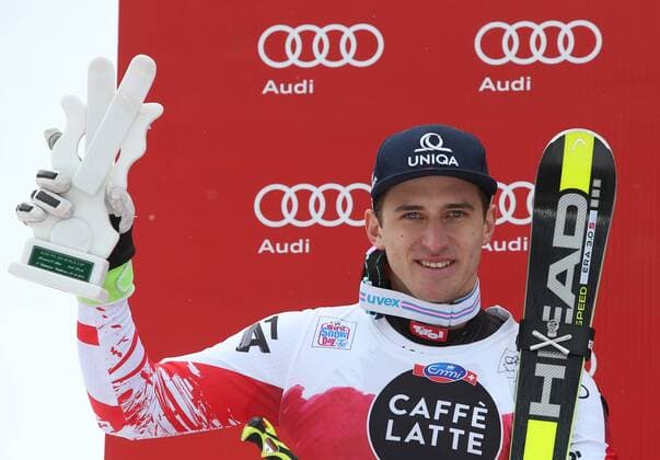 ALPINE SKIING - FIS WC Santa Caterina SANTA CATERINA,ITALY,28.DEC.14 - ALPINE SKIING - FIS World Cup, downhill men, award ceremony. Image shows Matthias Mayer (AUT).