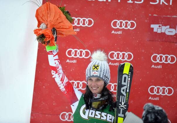 ALPINE SKIING - FIS WC Kuehtai KUEHTAI,AUSTRIA,28.DEC.14 - ALPINE SKIING - FIS World Cup, giant slalom ladies, award ceremony. Image shows Anna Fenninger (AUT).