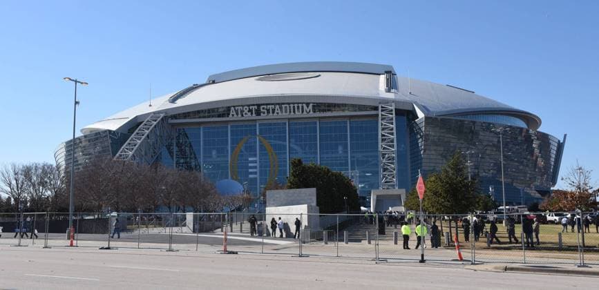 AT&T Stadium in Arlington, Texas will host the first ever college football playoff championship game when the Oregon Ducks battle the Ohio State Buckeyes on January 12, 2015. Photo by Ian Halperin UPI  ARL2014010405