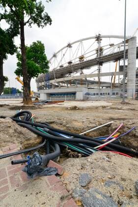 Works of Engenhao RJ Stadium RIO DE JANEIRO, Brazil - 01 05 2015: STADIUM Engenhao RJ WORKS - Works in the vicinity of Rio Stadium for Works Engenhao RJ Stadium held in Rio de Janeiro.  CelsoxPupo