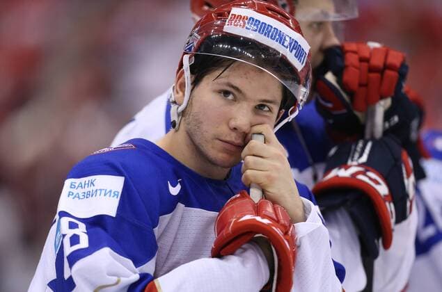TORONTO, CANADA. JANUARY 5, 2015. Russia s Sergei Tolchinsky reacts after losing the 2015 IIHF World Junior Championship final Ice hockey Eishockey match against Canada at the Air Canada Centre. The Canadian team won the game 5:4. Yelena Rusko TASS  RE159375