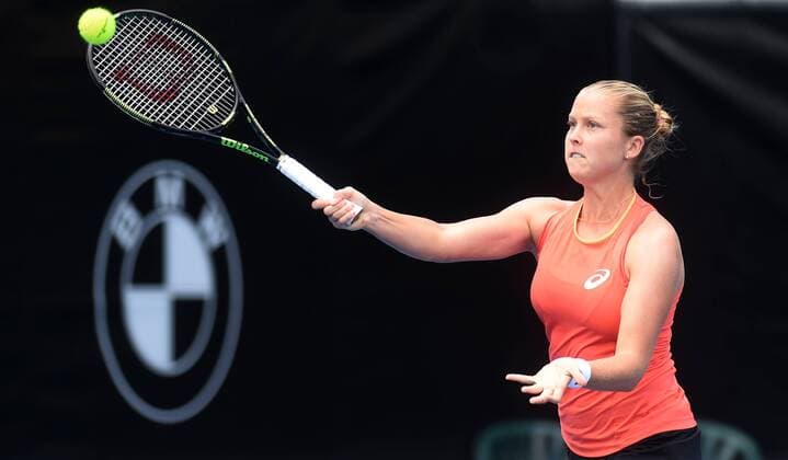 05.01.2015. Auckland, New Zealand. ASB Classic WTA Tennis Damen International. USA s Shelby Rogers in action during her first round singles match on Day 1 at the ASB Classic WTA International. xAndrewxCornagax xwwnzx  ActionPlus11587102