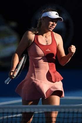 06.01.2015. Auckland, New Zealand. ASB Classic WTA Tennis Damen International. Denmark s Caroline Wozniacki during her first round singles match on Day 2 at the ASB Classic WTA International. xAndrewxCornagax xwwnzx  ActionPlus11587394