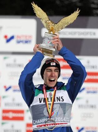 NORDIC SKIING - FIS WC Bischofshofen, Four Hills Tournament BISCHOFSHOFEN,AUSTRIA,06.JAN.15 - NORDIC SKIING, Ski jumping Skispringen Ski nordisch - FIS World Cup, Four Hills Tournament, large hill, men. Image shows Tourneesieger Stefan Kraft (Sieg, Tourneesieg) (AUT).