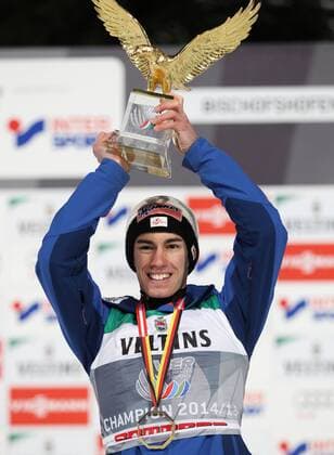 NORDIC SKIING - FIS WC Bischofshofen, Four Hills Tournament BISCHOFSHOFEN,AUSTRIA,06.JAN.15 - NORDIC SKIING, Ski jumping Skispringen Ski nordisch - FIS World Cup, Four Hills Tournament, large hill, men. Image shows Tourneesieger Stefan Kraft (Sieg, Tourneesieg) (AUT).
