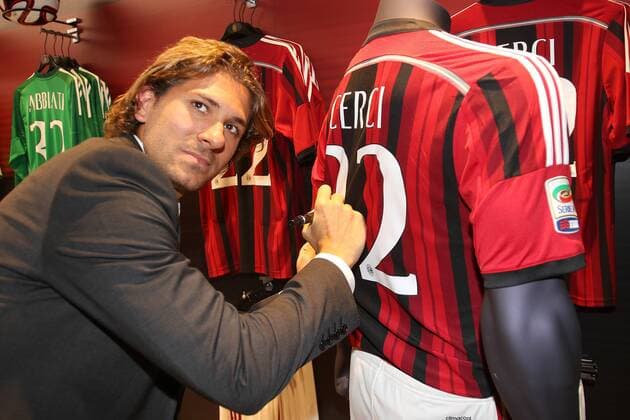 ALESSIO CERCI, FIRMA, MAGLIA, AUTOGRAFO MILAN 2014-15 PRESENTAZIONE ALESSIO CERCI