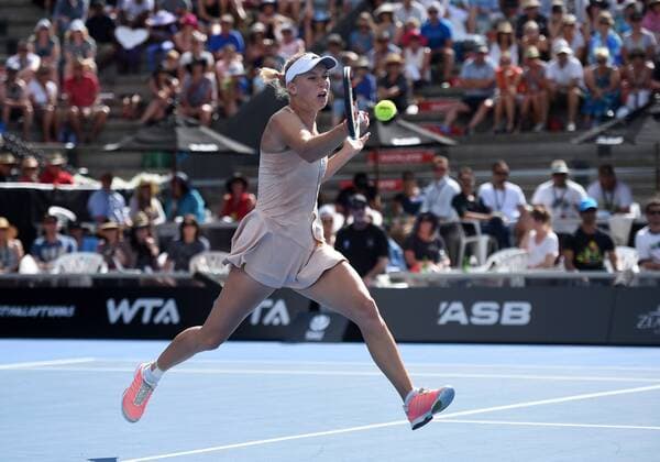 08.01.2015. Auckland, New Zealand. Denmark s Caroline Wozniacki on Quarter Finals day at the ASB Classic WTA Tennis Damen International. ASB Tennis Centre, Auckland, New Zealand. xAndrewxCornagax  ActionPlus11587739