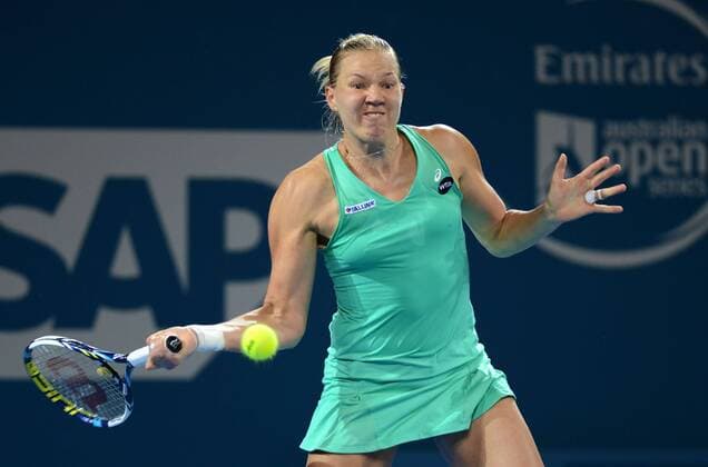 Kaia Kanepi (EST) in Aktion. Brisbane International 2015, Brisbane, Australien