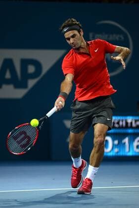 Roger Federer (SUI) in Aktion. Brisbane International 2015, Brisbane, Australien