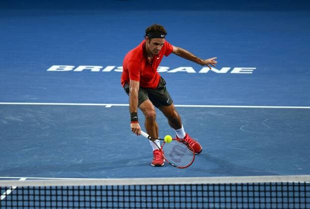 Roger Federer (SUI) in Aktion. Brisbane International 2015, Brisbane, Australien