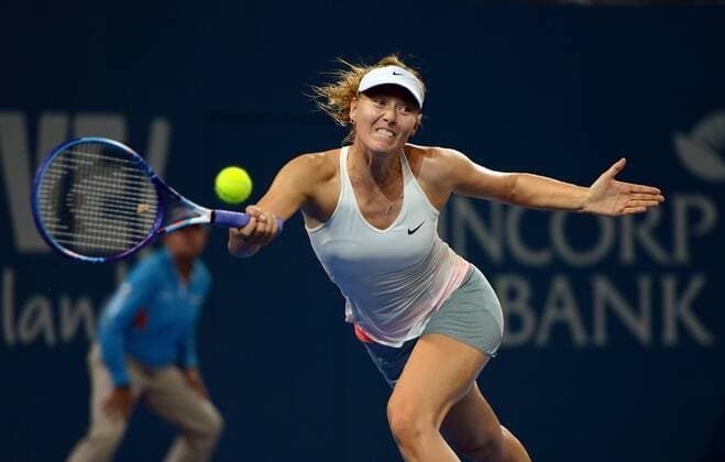 Maria Sharapova (RUS) in Aktion. Brisbane International 2015, Brisbane, Australien