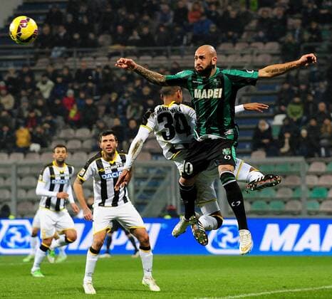 IPP20150110 Football - soccer: Serie A, Sassuolo Calcio - Udinese Calcio, Simone Zaza vs Gabriel Silva xHOCHxZWEIx xItalyxPhotoxPressx 