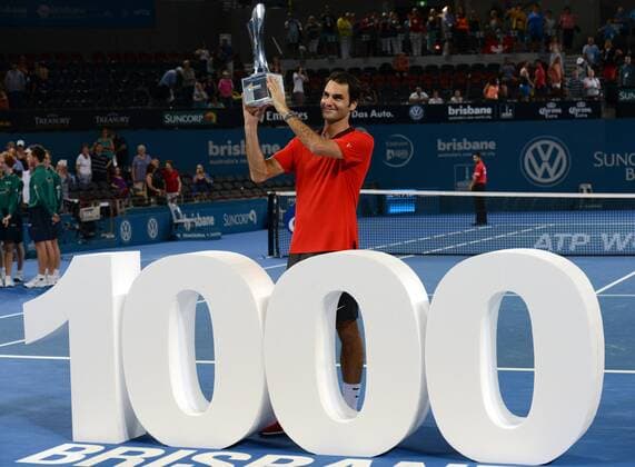 Roger Federer (SUI) gewinnt mit seinem tausendsten Matchsieg das Brisbane International Turnier. Brisbane International 2015, Brisbane, Australien