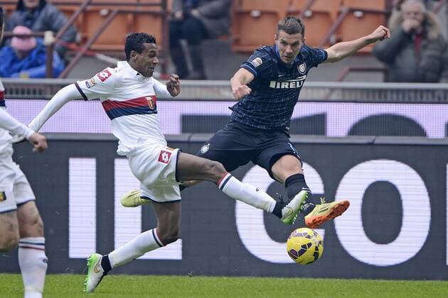 Lukas Podolski Inter Milano 11-01-2015 Stadio Giuseppe Meazza - Football, Serie A Inter Mailand vs. Genoa CFC. giuseppexceleste