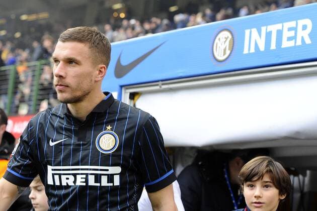 Lukas Podolski Inter Milano 11-01-2015 Stadio Giuseppe Meazza - Football, Serie A Inter Mailand vs. Genoa CFC. giuseppexceleste