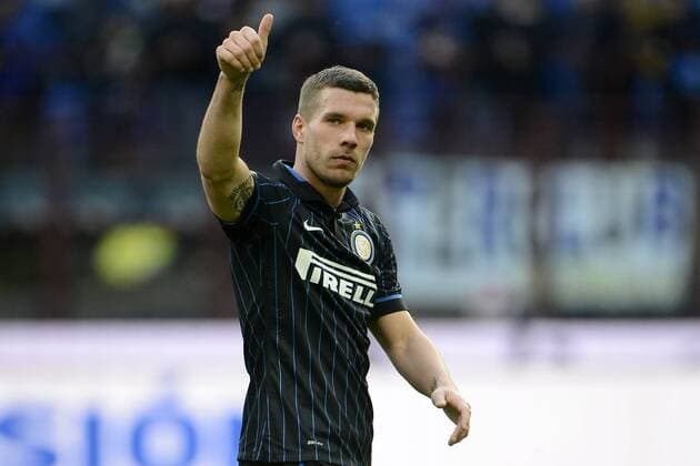 Lukas Podolski Inter Milano 11-01-2015 Stadio Giuseppe Meazza - Football, Serie A Inter Mailand vs. Genoa CFC. giuseppexceleste
