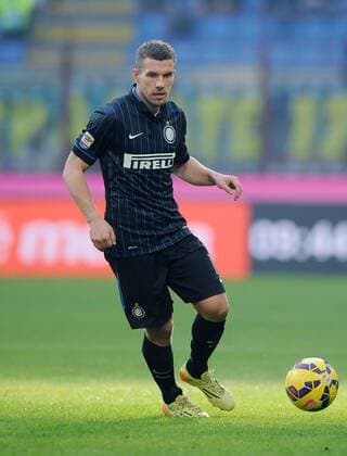 FUSSBALL INTERNATIONAL SERIE A SAISON 2014 2015 18. Spieltag Inter Mailand - CFC Genua 11.01.2015 Lukas Podolski (Inter Mailand) am Ball 