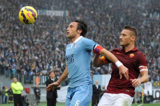 Stefano Mauri Lazio, Francesco Totti Roma Roma 11-01-2015 Stadio Olimpico, Football Calcio Serie A AS Roma - Lazio . andreaxstaccioli