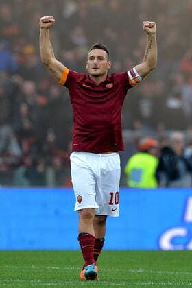 Francesco Totti Roma. Goal celebrations. Roma 11-01-2015 Stadio Olimpico. Football Calcio 2014 2015 Serie A. AS Roma - Lazio. AntoniettaxBaldassarre