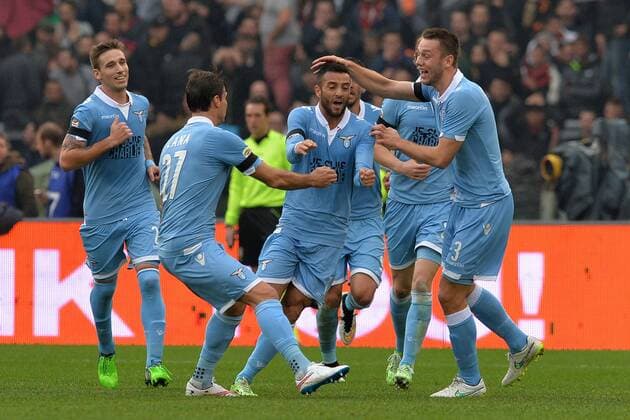 Felipe Anderson Lazio. Goal celebrations. Roma 11-01-2015 Stadio Olimpico. Football Calcio 2014 2015 Serie A. AS Roma - Lazio. AntoniettaxBaldassarre
