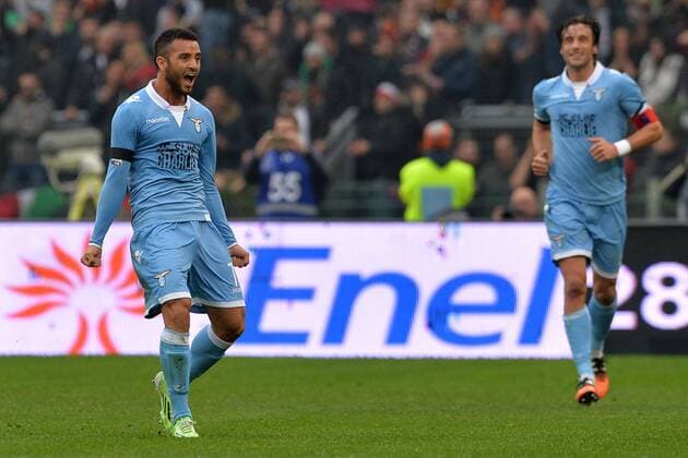 Felipe Anderson Lazio. Goal celebrations. Mauri Roma 11-01-2015 Stadio Olimpico. Football Calcio 2014 2015 Serie A. AS Roma - Lazio. AntoniettaxBaldassarre