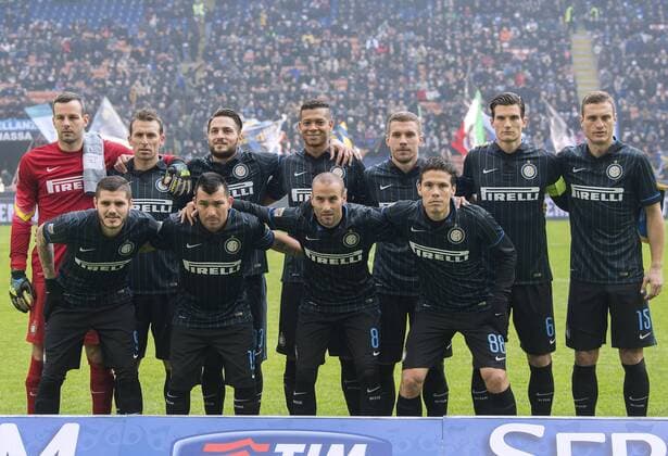 Team Inter Mailand - Italienische Fussball Liga serie A - am 11.Januar 2015 im Meazza Stadion in Mailand 