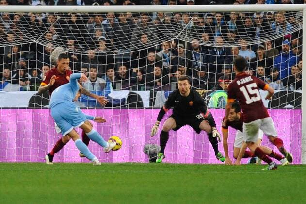 IPP20150111 Football - soccer: Serie A, AS Rom - Lazio Rom, Miroslav Klose , Morgan De Sanctis xHOCHxZWEIx xItalyxPhotoxPressx 