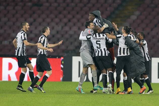 Aktuell Fußball, Italien, Serie A, SSC Neapel - Juventus Turin Jubel Juventus Napoli 11-01-2015 Stadio San Paolo Football Calcio Serie A SSC Neapel vs Juventus Turin cesarexpurini