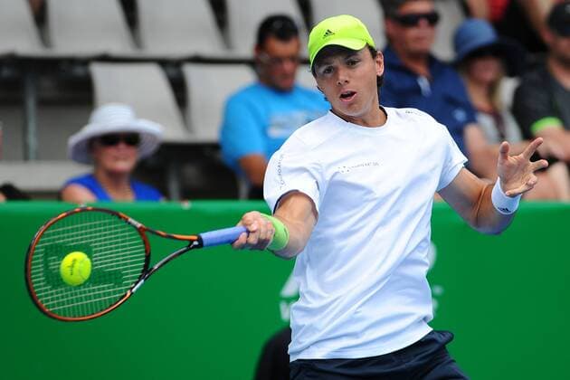 12.01.2015. Auckland, New Zealand. Alejando Gonzalez from Columbia during his qualifying match at the Heineken Open. ASB Tennis Centre, Auckland, New Zealand. Monday 12 January 2015. xChrisxSymesx  ActionPlus11588802