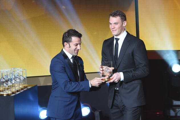 SOCCER - FIFA Ballon d Or 2014 ZURICH,SWITZERLAND,12.JAN.15 - SOCCER - FIFA World Player Gala, Ballon d Or 2014. Image shows Alessandro del Piero (Delhi Dynamo FC) and Manuel Neuer (GER FC Bayern München).