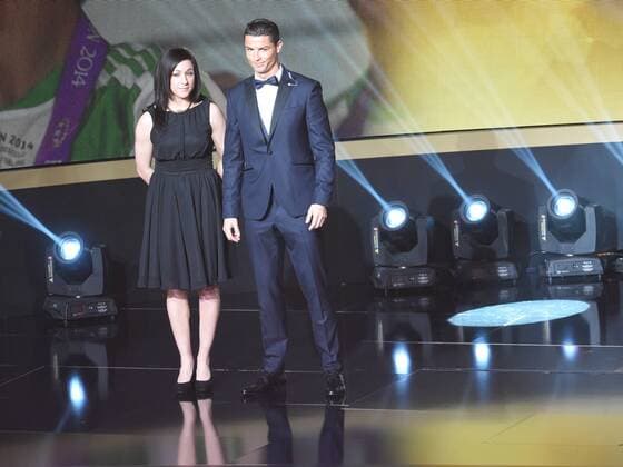 SOCCER - FIFA Ballon d Or 2014 ZURICH,SWITZERLAND,12.JAN.15 - SOCCER - FIFA World Player Gala, Ballon d Or 2014. Image shows Nadine Kessler (GER VfL Wolfsburg) and Cristiano Ronaldo (POR Real Madrid).