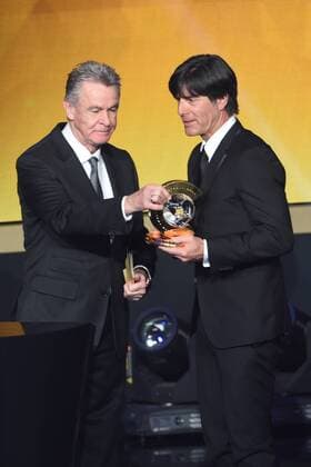 SOCCER - FIFA Ballon d Or 2014 ZURICH,SWITZERLAND,12.JAN.15 - SOCCER - FIFA World Player Gala, Ballon d Or 2014. Image shows Ottmar Hitzfeld and the FIFA World Coach Men s Football 2014 head coach Joachim Loew (GER).