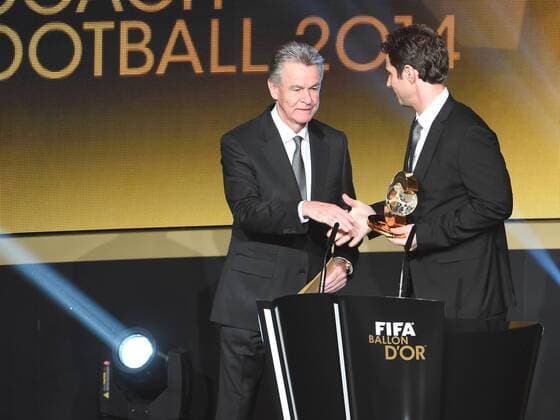 SOCCER - FIFA Ballon d Or 2014 ZURICH,SWITZERLAND,12.JAN.15 - SOCCER - FIFA World Player Gala, Ballon d Or 2014. Image shows Ottmar Hitzfeld and the FIFA World Coach Women s Football 2014 head coach Ralf Kellermann (GER VfL Wolfsburg).