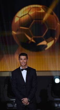 Fussball International FIFA Ballon d Or 2014 in Zuerich 12.01.2015 Cristiano Ronaldo (Real Madrid Portugal) waehrend der Ehrung. 