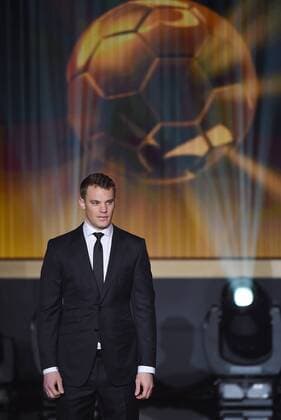 Fussball International FIFA Ballon d Or 2014 in Zuerich 12.01.2015 Torwart Manuel Neuer (FC Bayern Muenchen Deutschland) waehrend der Ehrung. 