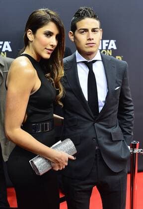 Jan. 12, 2015 - Zurich, Switzerland - JAMES RODRIGUEZ and his wife DANIELA OSPINA on the red carpet during arrivals for the 2014 FIFA Ballon DOR Gala at Kongresshaus in Zurich. Soccer 2015 - FIFA Ballon DOR 2014  - ZUMAm119