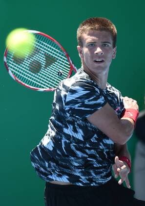 13.01.2015. Auckland, New Zealand. Croatia s Borna Coric in action during his first round singles match on Day 2 at the Heineken Open. Festival of Tennis, ATP Tennis Herren World Tour. ASB Tennis Centre, Auckland, New Zealand. Tuesday 13 January 2015. xAndrewxCornagax  ActionPlus11588944