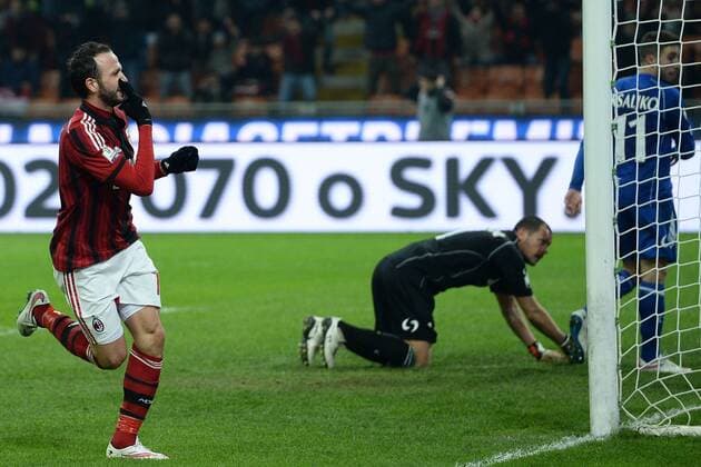 Coppa Italia AC Milan - US Sassuolo Calcio esultanza gol Giampaolo Pazzini 