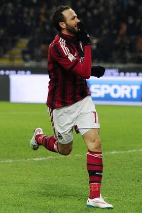 Giampaolo Pazzini 1-0. Celebration goal Milano 13-01-2015 AC Milan - US Sassuolo Calcio giuseppexceleste