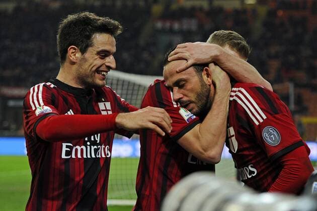 Giampaolo Pazzini 1-0. Celebration goal Milano 13-01-2015 AC Milan - US Sassuolo Calcio giuseppexceleste