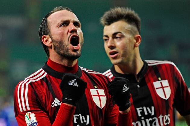 Giampaolo Pazzini 1-0. Celebration goal Milano 13-01-2015 AC Milan - US Sassuolo Calcio giuseppexceleste