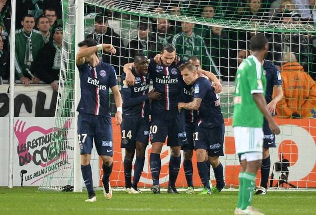 But Zlatan Ibrahimovic (psg) - Lucas Digne (psg) - Blaise Matuidi (psg) FOOTBALL : Saint Etienne vs Paris SG - Coupe de la Ligue - 1 4 finale - 13 01 2015 AnthonyBIBARD FEP Panoramic 