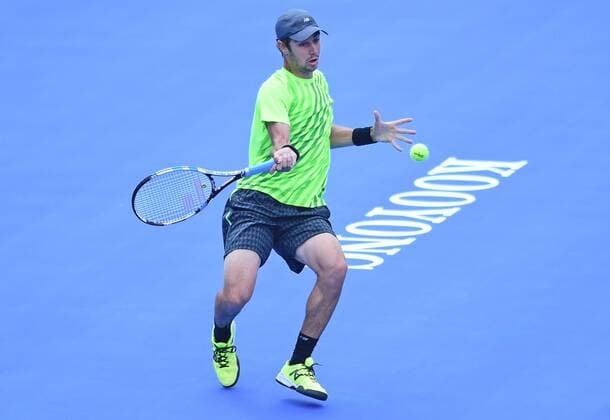 Jan. 14, 2015 - Melbourne, Victoria, Australia - Jordan Thompson (AUS) in action on day two of the Kooyong Classic tennis tournament at the Kooyong Lawn Tennis Club, Melbourne, Australia. Tennis 2015 - Kooyong Classic - - ZUMAk106