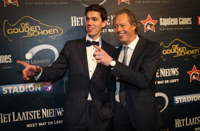 - LINT, BELGIUM: Former winner of the Golden Shoe Michel Preud homme and his son pictured on the red carpet at the arrival for the 61th edition of the Golden Shoe award ceremony, Wednesday 14 January 2015, in Lint. The Golden Shoe (Gouden Schoen Soulier d Or) is an award for the best soccer player of the Belgian Jupiler Pro League championship during the calender year 2014. VIRGINIExLEFOUR  x04538043x