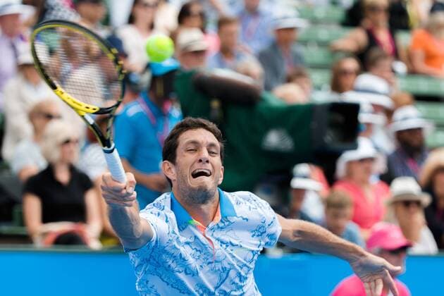 January 15, 2015: James Ward (GBR) in action on day 3 of the 2015 Kooyong Classic tournament at the Kooyong Lawn Tennis Club in Melbourne, Australia. Tennis 2015: Kooyong Classic JAN 15 - ZUMAc04_