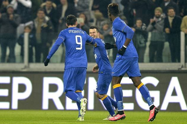 Esultanza Sebastian Giovinco e Alvaro Morata Juventus dopo gol, goal celebration Juventus Turin - Hellas Verona filippoxalfero