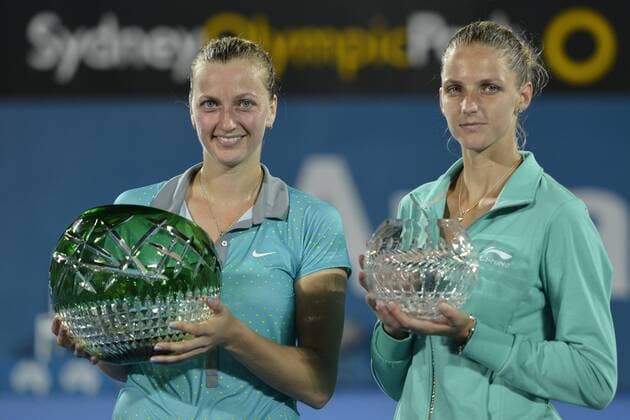 16.01.15 Sydney, Australia. Petra Kvitova (CZE) with her trophy after her victory in the final against Karolina Pliskova (CZE) at the Apia International Sydney. Kvitova won 7-5,8-6. xNigelxOwenx  ActionPlus11589610