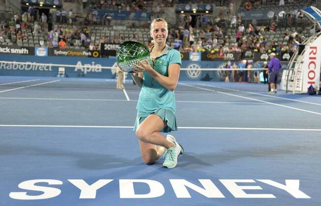 16.01.15 Sydney, Australia. Petra Kvitova (CZE) with her trophy after the final at the Apia International Sydney. Kvitova won 7-5,8-6. xNigelxOwenx  ActionPlus11589617