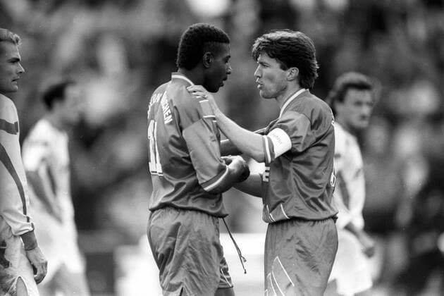 Adolfo Valencia und Lothar Matthäus (beide FC Bayern München)