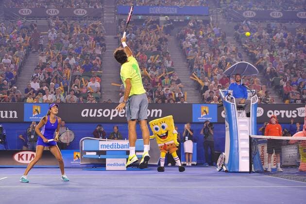Roger Federer (SUI) Ana Ivanovic (SRB) TENNIS : Open d Australie - Melbourne - 17 01 2015 TennisMagazine Panoramlc 